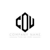 cou letter logo-ontwerp met veelhoekvorm. cou veelhoek en kubusvorm logo-ontwerp. cou zeshoek vector logo sjabloon witte en zwarte kleuren. cou monogram, business en onroerend goed logo.