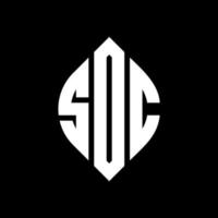 soc cirkel letter logo ontwerp met cirkel en ellipsvorm. soc-ellipsletters met typografische stijl. de drie initialen vormen een cirkellogo. soc cirkel embleem abstracte monogram brief mark vector. vector