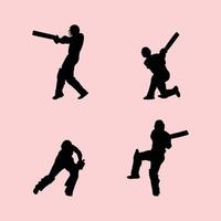 batsman in actie silhouet vector