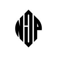 njp cirkel letter logo-ontwerp met cirkel en ellipsvorm. njp ellipsletters met typografische stijl. de drie initialen vormen een cirkellogo. njp cirkel embleem abstracte monogram brief mark vector. vector