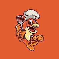 vis chef cartoon mascotte vector