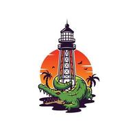 alligator rif vuurtoren toren illustratie vector