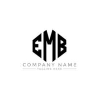 emb letter logo-ontwerp met veelhoekvorm. emb veelhoek en kubusvorm logo-ontwerp. emb zeshoek vector logo sjabloon witte en zwarte kleuren. emb monogram, bedrijf en onroerend goed logo.