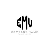 emv letter logo-ontwerp met veelhoekvorm. emv veelhoek en kubusvorm logo-ontwerp. emv zeshoek vector logo sjabloon witte en zwarte kleuren. emv-monogram, bedrijfs- en onroerendgoedlogo.