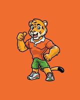 kindvriendelijke tijger sport mascotte karakter vector