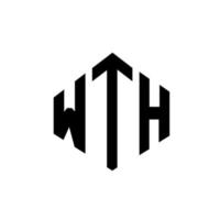 wth letter logo-ontwerp met veelhoekvorm. met veelhoek en kubusvorm logo-ontwerp. wth zeshoek vector logo sjabloon witte en zwarte kleuren. met monogram, bedrijfs- en onroerend goed logo.