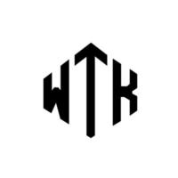 wtk letter logo-ontwerp met veelhoekvorm. wtk veelhoek en kubusvorm logo-ontwerp. wtk zeshoek vector logo sjabloon witte en zwarte kleuren. wtk monogram, business en onroerend goed logo.