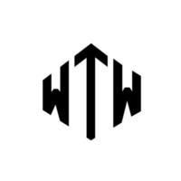 wtw letter logo-ontwerp met veelhoekvorm. wtw veelhoek en kubusvorm logo-ontwerp. wtw zeshoek vector logo sjabloon witte en zwarte kleuren. wtw monogram, business en onroerend goed logo.