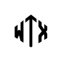 wtx letter logo-ontwerp met veelhoekvorm. wtx veelhoek en kubusvorm logo-ontwerp. wtx zeshoek vector logo sjabloon witte en zwarte kleuren. wtx monogram, business en onroerend goed logo.