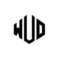 wuo letter logo-ontwerp met veelhoekvorm. wuo veelhoek en kubusvorm logo-ontwerp. wuo zeshoek vector logo sjabloon witte en zwarte kleuren. wuo-monogram, bedrijfs- en onroerendgoedlogo.
