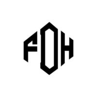 fdh letter logo-ontwerp met veelhoekvorm. fdh veelhoek en kubusvorm logo-ontwerp. fdh zeshoek vector logo sjabloon witte en zwarte kleuren. fdh-monogram, bedrijfs- en onroerendgoedlogo.