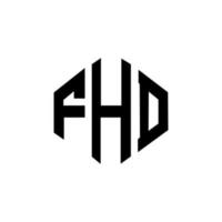 fhd letter logo-ontwerp met veelhoekvorm. fhd veelhoek en kubusvorm logo-ontwerp. fhd zeshoek vector logo sjabloon witte en zwarte kleuren. fhd-monogram, bedrijfs- en onroerendgoedlogo.