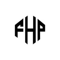 fhp letter logo-ontwerp met veelhoekvorm. fhp veelhoek en kubusvorm logo-ontwerp. fhp zeshoek vector logo sjabloon witte en zwarte kleuren. fhp-monogram, bedrijfs- en onroerendgoedlogo.