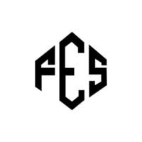 fes letter logo-ontwerp met veelhoekvorm. fes veelhoek en kubusvorm logo-ontwerp. fes zeshoek vector logo sjabloon witte en zwarte kleuren. fes-monogram, bedrijfs- en onroerendgoedlogo.