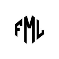 fml-letterlogo-ontwerp met veelhoekvorm. fml veelhoek en kubusvorm logo-ontwerp. fml zeshoek vector logo sjabloon witte en zwarte kleuren. fml-monogram, bedrijfs- en onroerendgoedlogo.