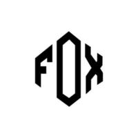 Fox letter logo-ontwerp met veelhoekvorm. vos veelhoek en kubusvorm logo-ontwerp. Fox zeshoek vector logo sjabloon witte en zwarte kleuren. Fox monogram, business en onroerend goed logo.