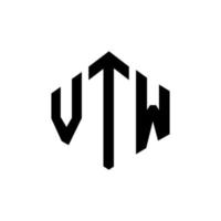 vtw letter logo-ontwerp met veelhoekvorm. vtw veelhoek en kubusvorm logo-ontwerp. vtw zeshoek vector logo sjabloon witte en zwarte kleuren. vtw-monogram, bedrijfs- en onroerendgoedlogo.