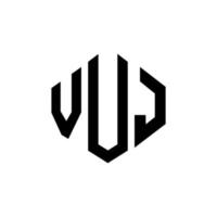 vuj letter logo-ontwerp met veelhoekvorm. vuj veelhoek en kubusvorm logo-ontwerp. vuj zeshoek vector logo sjabloon witte en zwarte kleuren. vuj-monogram, bedrijfs- en onroerendgoedlogo.