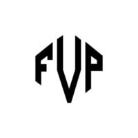 fvp-letterlogo-ontwerp met veelhoekvorm. fvp veelhoek en kubusvorm logo-ontwerp. fvp zeshoek vector logo sjabloon witte en zwarte kleuren. fvp-monogram, bedrijfs- en onroerendgoedlogo.