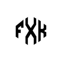 fxk letter logo-ontwerp met veelhoekvorm. fxk logo-ontwerp met veelhoek en kubusvorm. fxk zeshoek vector logo sjabloon witte en zwarte kleuren. fxk monogram, bedrijfs- en onroerend goed logo.