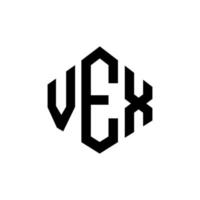 vex letter logo-ontwerp met veelhoekvorm. vex veelhoek en kubusvorm logo-ontwerp. vex zeshoek vector logo sjabloon witte en zwarte kleuren. vex monogram, business en onroerend goed logo.