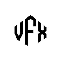 vfx letter logo-ontwerp met veelhoekvorm. vfx veelhoek en kubusvorm logo-ontwerp. vfx zeshoek vector logo sjabloon witte en zwarte kleuren. vfx-monogram, bedrijfs- en onroerendgoedlogo.