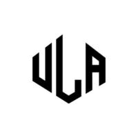 ula letter logo-ontwerp met veelhoekvorm. ula veelhoek en kubusvorm logo-ontwerp. ula zeshoek vector logo sjabloon witte en zwarte kleuren. ula monogram, bedrijfs- en onroerend goed logo.