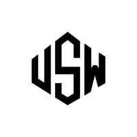 usw letter logo-ontwerp met veelhoekvorm. usw veelhoek en kubusvorm logo-ontwerp. usw zeshoek vector logo sjabloon witte en zwarte kleuren. usw monogram, business en onroerend goed logo.