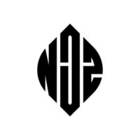 njz cirkel letter logo-ontwerp met cirkel en ellipsvorm. njz ellipsletters met typografische stijl. de drie initialen vormen een cirkellogo. njz cirkel embleem abstracte monogram brief mark vector. vector