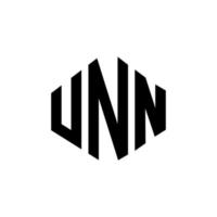 unn letter logo-ontwerp met veelhoekvorm. unn veelhoek en kubusvorm logo-ontwerp. unn zeshoek vector logo sjabloon witte en zwarte kleuren. unn monogram, business en onroerend goed logo.