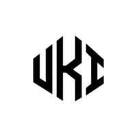 uki letter logo-ontwerp met veelhoekvorm. uki veelhoek en kubusvorm logo-ontwerp. uki zeshoek vector logo sjabloon witte en zwarte kleuren. uki-monogram, bedrijfs- en onroerendgoedlogo.