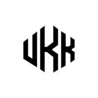 ukk letter logo-ontwerp met veelhoekvorm. ukk veelhoek en kubusvorm logo-ontwerp. UK zeshoek vector logo sjabloon witte en zwarte kleuren. UK monogram, business en onroerend goed logo.