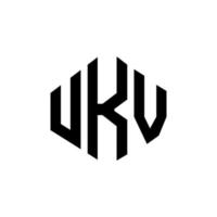 ukv letter logo-ontwerp met veelhoekvorm. ukv veelhoek en kubusvorm logo-ontwerp. ukv zeshoek vector logo sjabloon witte en zwarte kleuren. ukv monogram, bedrijfs- en onroerend goed logo.