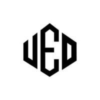 ueo letter logo-ontwerp met veelhoekvorm. ueo veelhoek en kubusvorm logo-ontwerp. ueo zeshoek vector logo sjabloon witte en zwarte kleuren. ueo monogram, business en onroerend goed logo.