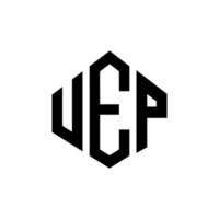 uep letter logo-ontwerp met veelhoekvorm. uep veelhoek en kubusvorm logo-ontwerp. uep zeshoek vector logo sjabloon witte en zwarte kleuren. uep monogram, business en onroerend goed logo.