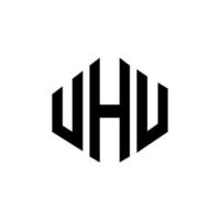 uhu letter logo-ontwerp met veelhoekvorm. uhu veelhoek en kubusvorm logo-ontwerp. uhu zeshoek vector logo sjabloon witte en zwarte kleuren. uhu monogram, bedrijfs- en onroerend goed logo.