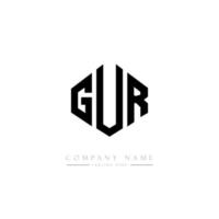 gur letter logo-ontwerp met veelhoekvorm. gur veelhoek en kubusvorm logo-ontwerp. gur zeshoek vector logo sjabloon witte en zwarte kleuren. gur monogram, business en onroerend goed logo.