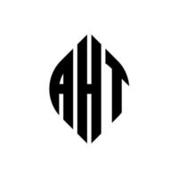 aht cirkel letter logo-ontwerp met cirkel en ellipsvorm. aht ellipsletters met typografische stijl. de drie initialen vormen een cirkellogo. aht cirkel embleem abstracte monogram brief mark vector. vector