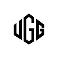 ugg letter logo-ontwerp met veelhoekvorm. ugg veelhoek en kubusvorm logo-ontwerp. ugg zeshoek vector logo sjabloon witte en zwarte kleuren. ugg monogram, business en onroerend goed logo.