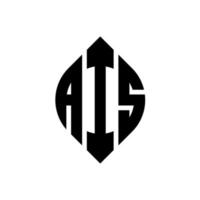 ais cirkel letter logo-ontwerp met cirkel en ellipsvorm. ais ellipsletters met typografische stijl. de drie initialen vormen een cirkellogo. ais cirkel embleem abstracte monogram brief mark vector. vector