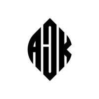 ajk cirkel letter logo ontwerp met cirkel en ellipsvorm. ajk ellipsletters met typografische stijl. de drie initialen vormen een cirkellogo. ajk cirkel embleem abstracte monogram brief mark vector. vector