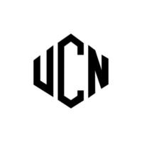 ucn letter logo-ontwerp met veelhoekvorm. ucn veelhoek en kubusvorm logo-ontwerp. ucn zeshoek vector logo sjabloon witte en zwarte kleuren. ucn monogram, business en onroerend goed logo.