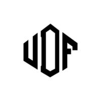 udf letter logo-ontwerp met veelhoekvorm. udf veelhoek en kubusvorm logo-ontwerp. udf zeshoek vector logo sjabloon witte en zwarte kleuren. udf-monogram, bedrijfs- en onroerendgoedlogo.