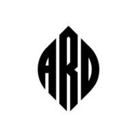 ard cirkel letter logo ontwerp met cirkel en ellipsvorm. ard ellips letters met typografische stijl. de drie initialen vormen een cirkellogo. ard cirkel embleem abstracte monogram brief mark vector. vector