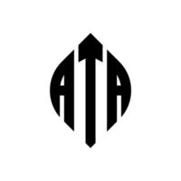 ata cirkel letter logo ontwerp met cirkel en ellipsvorm. ata ellipsletters met typografische stijl. de drie initialen vormen een cirkellogo. ata cirkel embleem abstracte monogram brief mark vector. vector