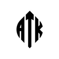 atk cirkel letter logo ontwerp met cirkel en ellipsvorm. atk ellipsletters met typografische stijl. de drie initialen vormen een cirkellogo. atk cirkel embleem abstracte monogram brief mark vector. vector