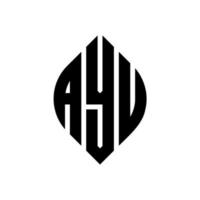 ayu cirkel letter logo ontwerp met cirkel en ellipsvorm. ayu ellipsletters met typografische stijl. de drie initialen vormen een cirkellogo. ayu cirkel embleem abstracte monogram brief mark vector. vector