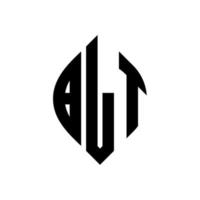 blt cirkel letter logo-ontwerp met cirkel en ellipsvorm. blt ellipsletters met typografische stijl. de drie initialen vormen een cirkellogo. blt cirkel embleem abstracte monogram brief mark vector. vector