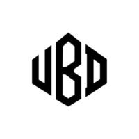 ubd letter logo-ontwerp met veelhoekvorm. ubd veelhoek en kubusvorm logo-ontwerp. ubd zeshoek vector logo sjabloon witte en zwarte kleuren. ubd-monogram, bedrijfs- en onroerendgoedlogo.
