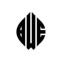 bwe cirkel letter logo ontwerp met cirkel en ellipsvorm. bwe ellipsletters met typografische stijl. de drie initialen vormen een cirkellogo. bwe cirkel embleem abstracte monogram brief mark vector. vector